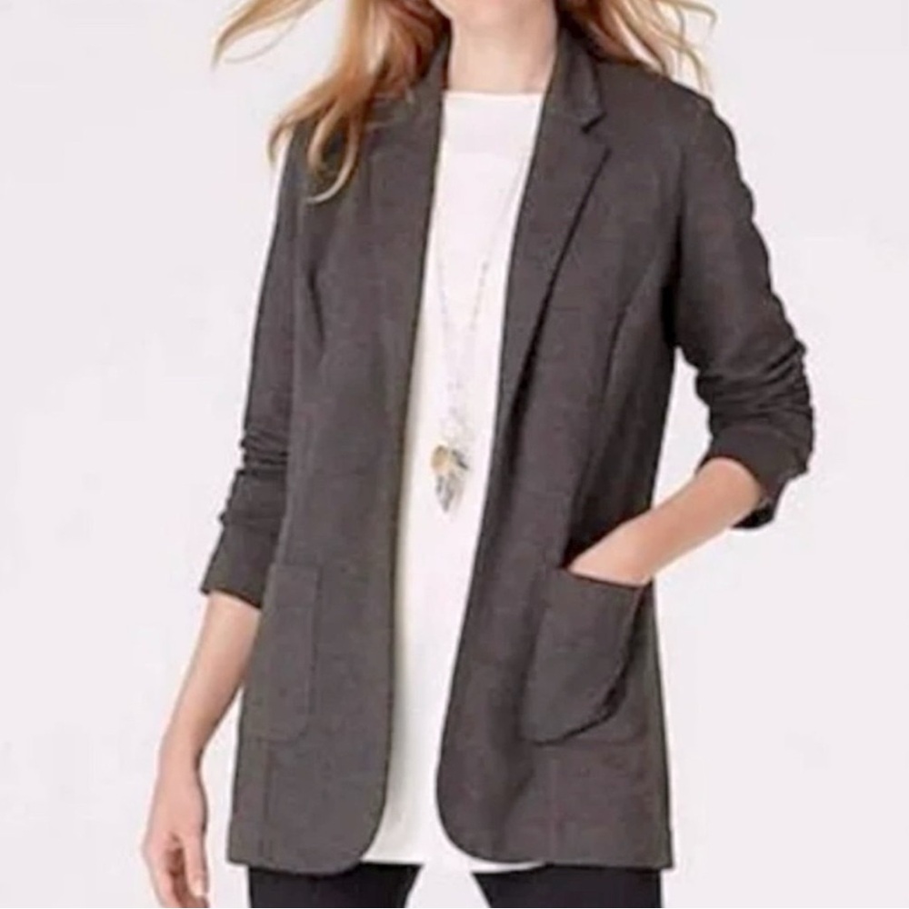 J. Jill Ponte Grey Ponte Blazer Size M